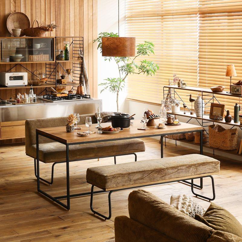 ソファーダイニングセット 3点 160 ヴィンテージ 西海岸 無垢 アイアン