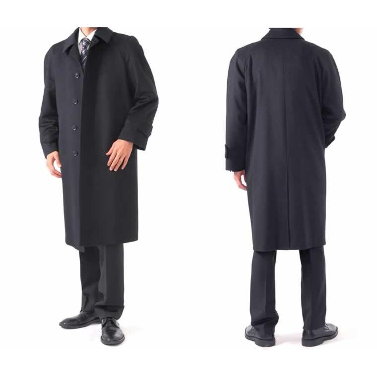 カシミヤ100％ メンズロングコート ステンカラー ラグラン 紳士