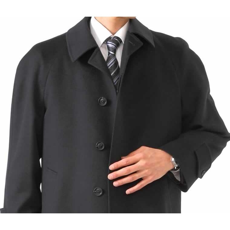 カシミヤ100％ メンズロングコート ステンカラー ラグラン 紳士