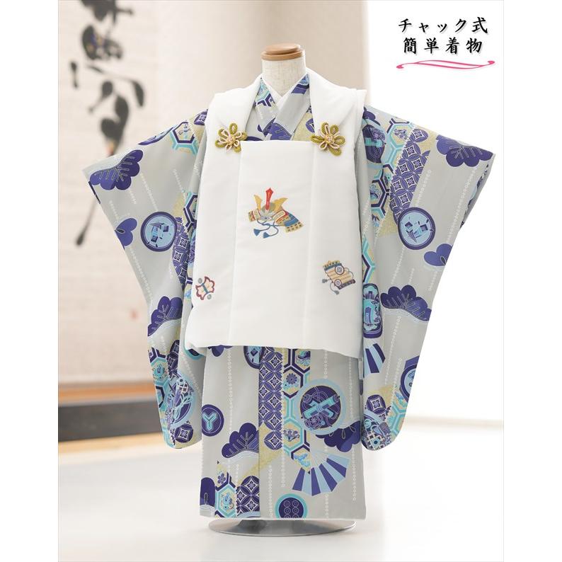 チャックでワンタッチ簡単着付け 3歳 男の子 七五三 被布セット 着物