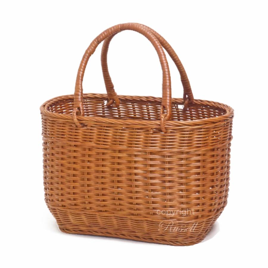 Lサイズ シンプルな籐のかごバッグ バスケットバッグ ラタンバッグ 藤