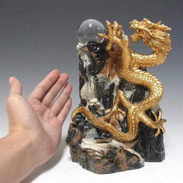 風水龍 置物 昇り龍 大理石調 金龍上山（中）21cm : 仏像と縁起物の