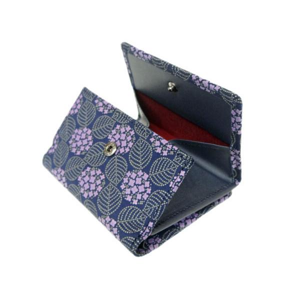 印傳屋（INDEN-YA） 印伝 財布 二つ折り札入 8004 みその 紺地鹿革