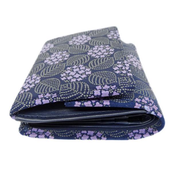 印傳屋（INDEN-YA） 印伝 財布 二つ折り札入 8004 みその 紺地鹿革