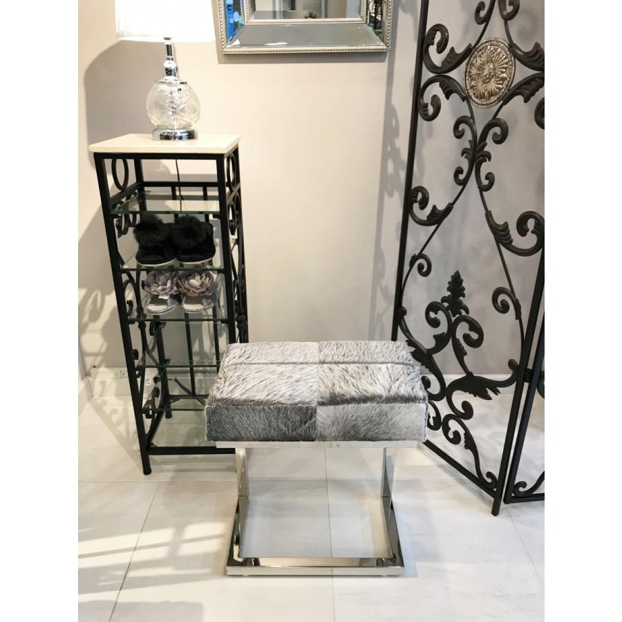 スツール リアルファー おしゃれ 北欧 玄関スツール グレー Grey 海外