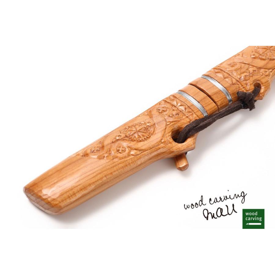 木彫り マキリ中 小刀 受注制作 アウトドアナイフ アイヌ文様