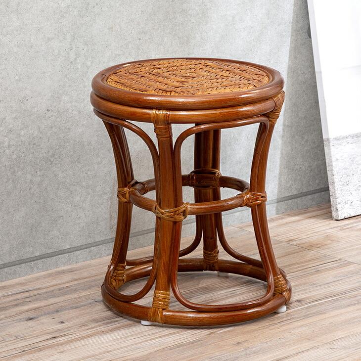 籐スツール 天然籐 ラタン 椅子 丸椅子 腰掛け 玄関椅子 木製スツール
