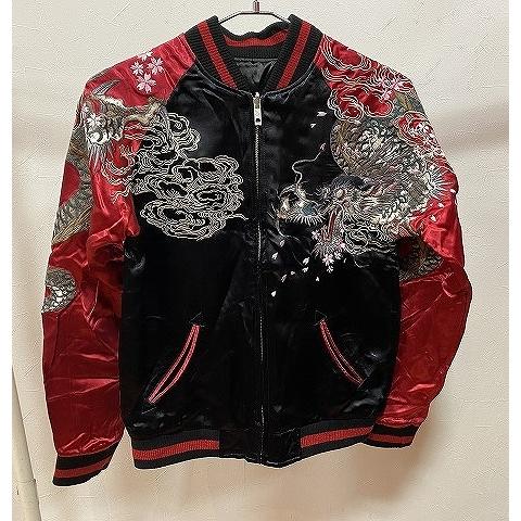 SATORI 暴れ龍 刺繍 リバーシブルスカジャン Sサイズ ブラック×レッド