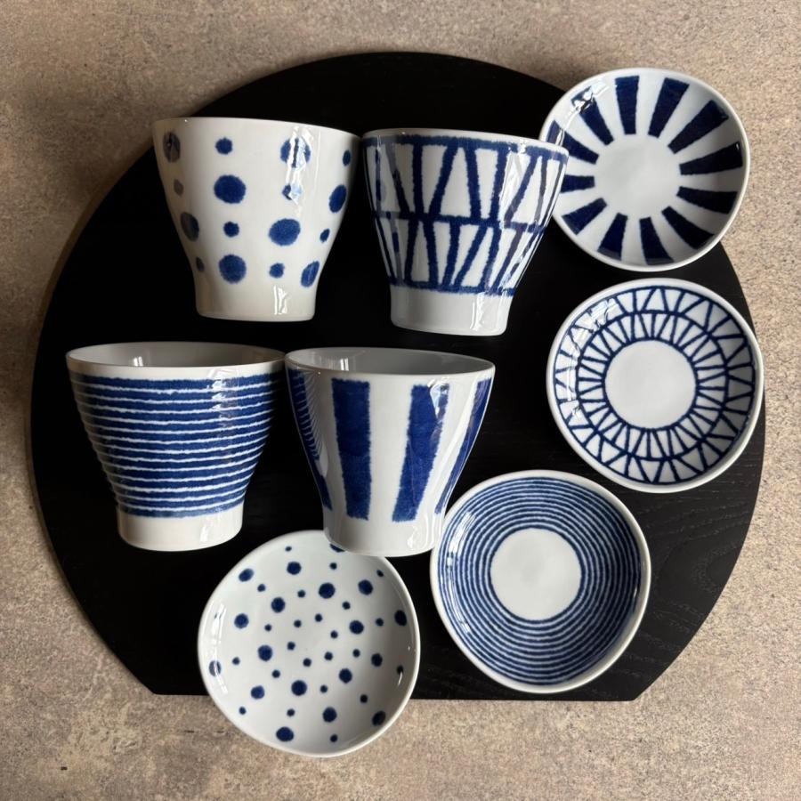 HASAMI（ハサミ） indigo aidama マルチカップ 変形小皿 8点セット