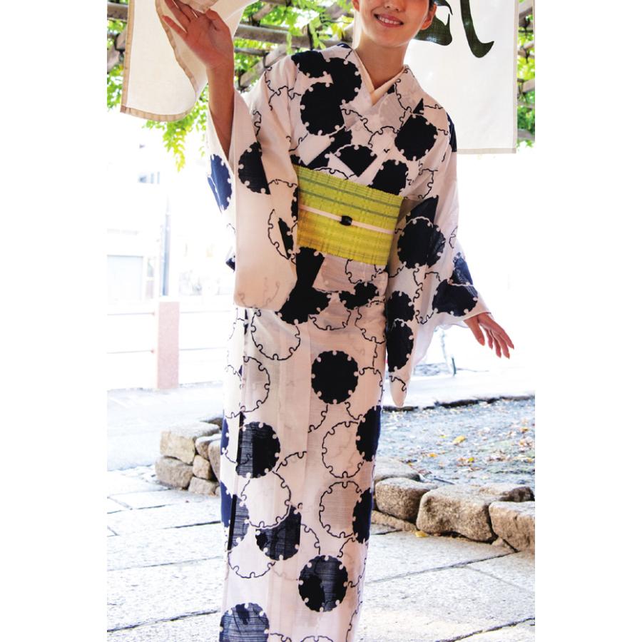 綿絽白地 竺仙鑑製 雪輪繋ぎ お仕立代込価格 送料無料 女性用 高級