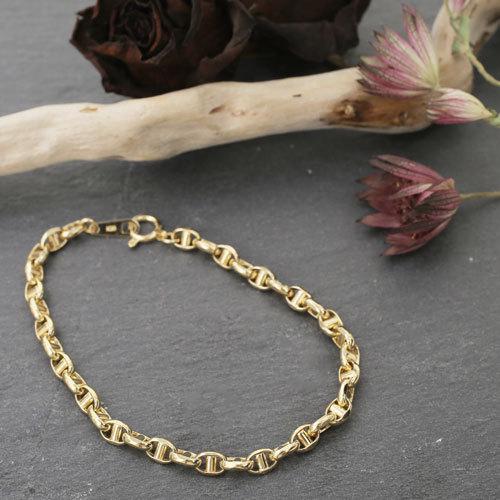 K18 ブレスレット 20cm 男女兼用 イタリア製 ゆったりサイズ スカル 18