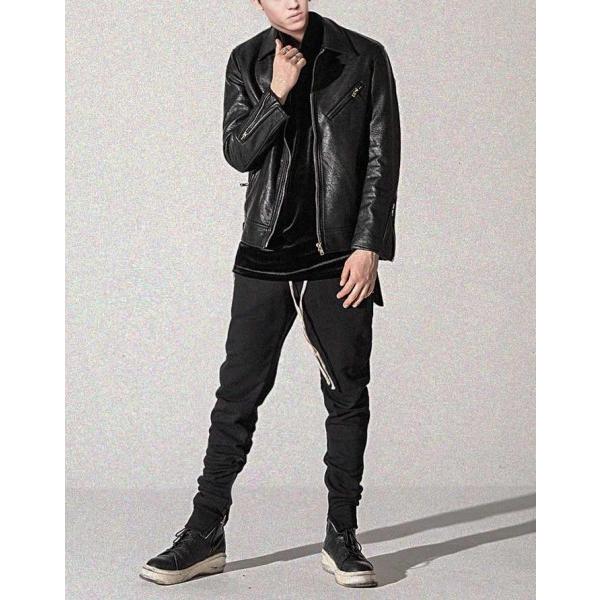 フェイクレザーライダース シングルライダース アウター メンズ
