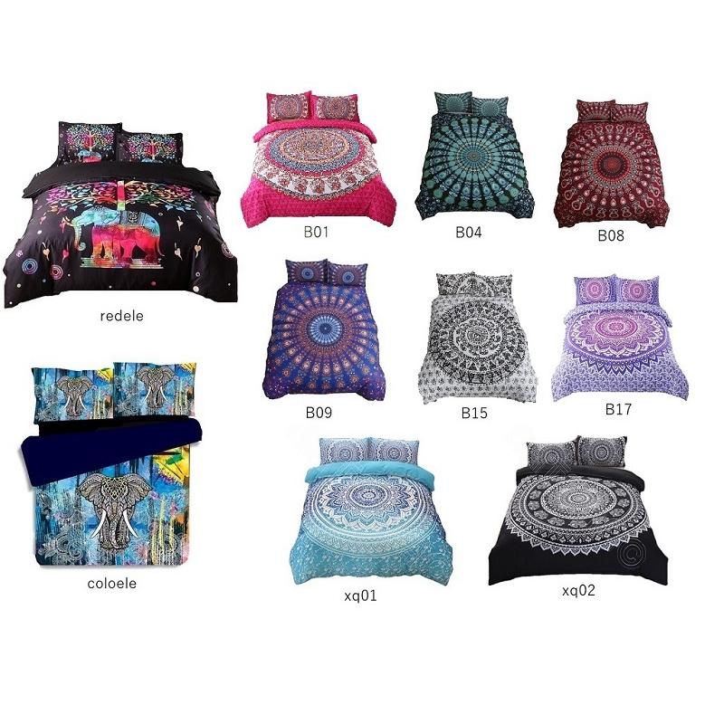 セミダブル ダブルサイズ3点セット ボヘミアン 柄 布団カバー 枕カバー