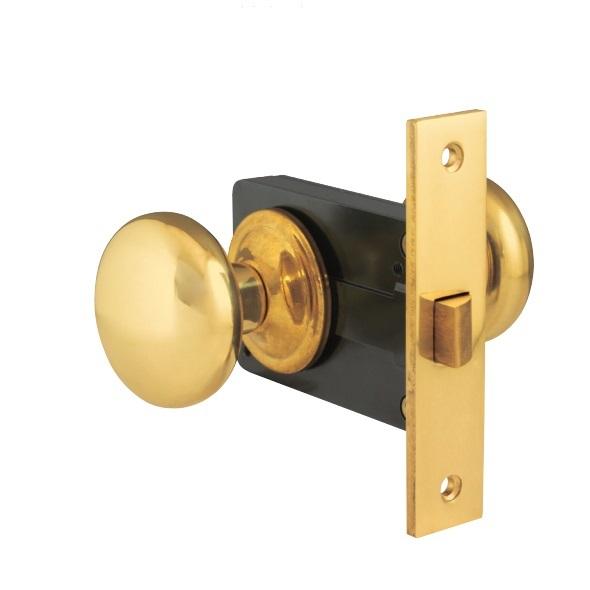 ドアノブ 真鍮製 本磨き アンティーク 握り玉 レトロック 空錠 バック