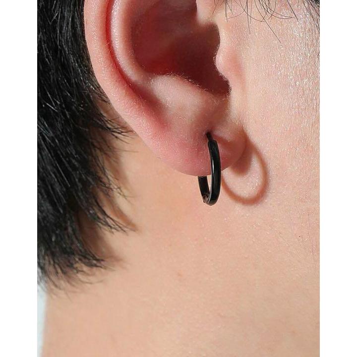 ピアス】メンズ 片耳用 フープピアス リング ブラック : トイズカフェ