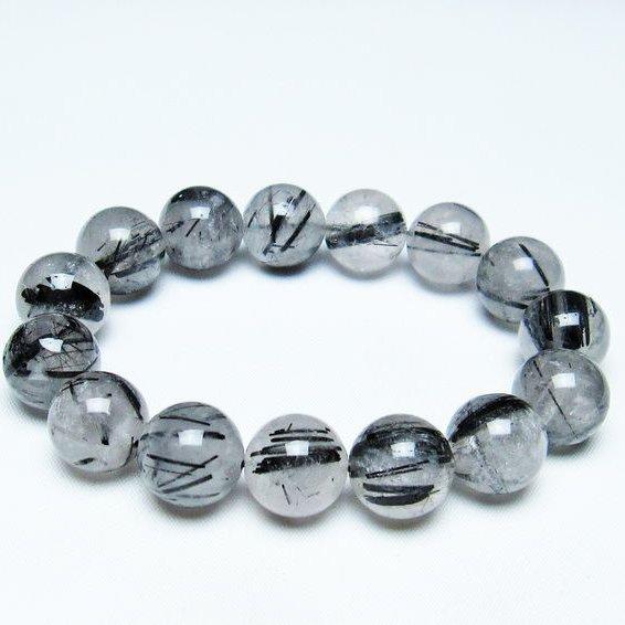 ブラックルチルクォーツ ブレスレット 16mm ブラックトルマリン イン