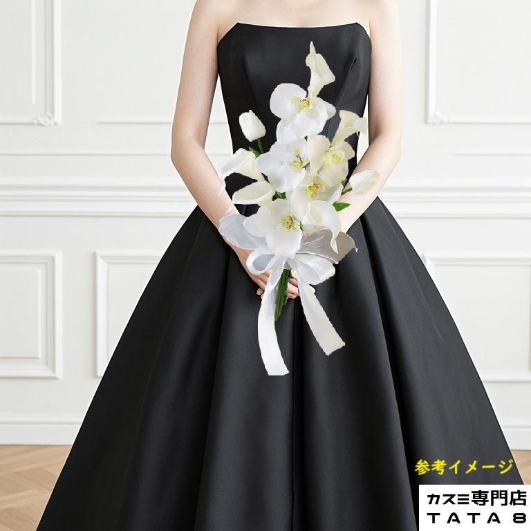 結婚式43*30cmブーケ2点セット(新郎ブートニア付) 造花胡蝶蘭の花束