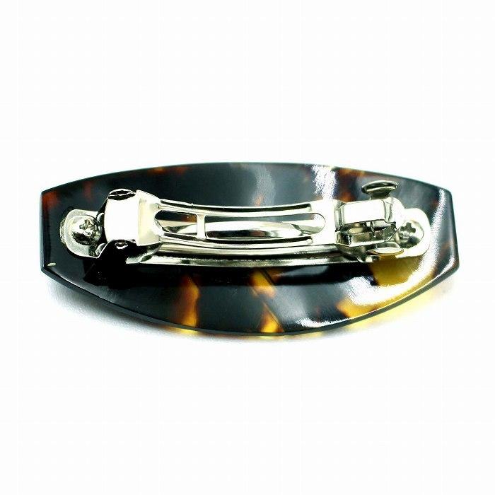 本べっ甲 髪留め 丁寧に彫りを施した バレッタ ヘア アクセサリー (の