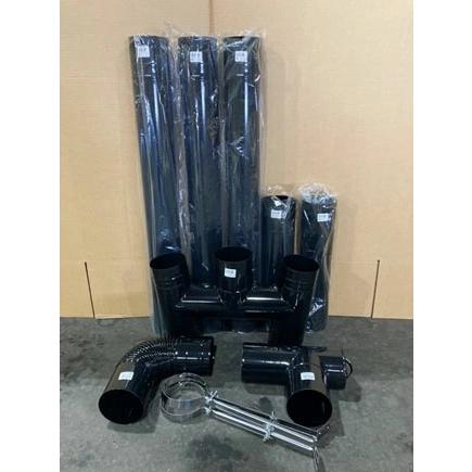 煙突10点セット) ホーロー煙突 106mmφ ブラック (直筒3本・半直筒2本