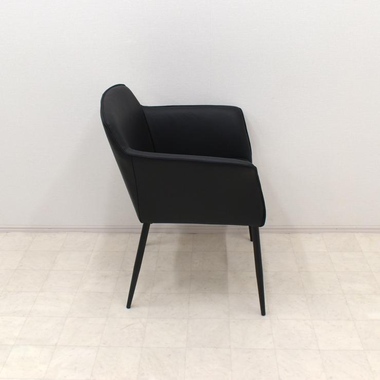 ダイニングチェア 本革張り 完成品 1脚入り cat-ch-343 黒色 ブラック