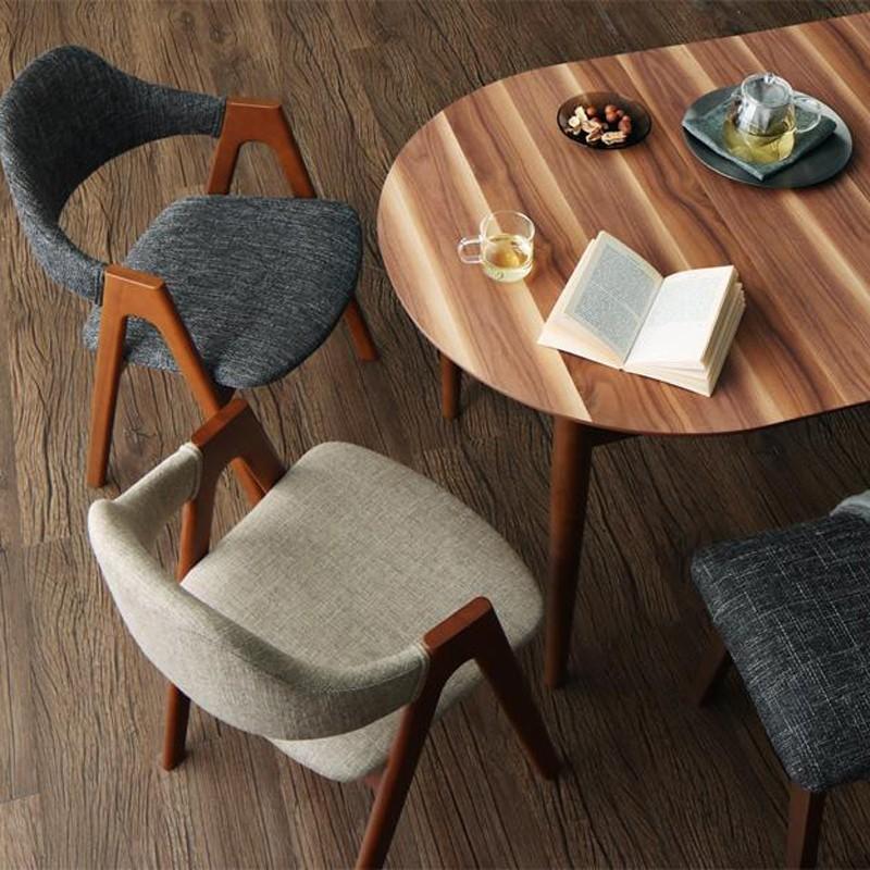 ダイニングチェア4脚セット 布張り ウォールナット色塗装 モダン北欧