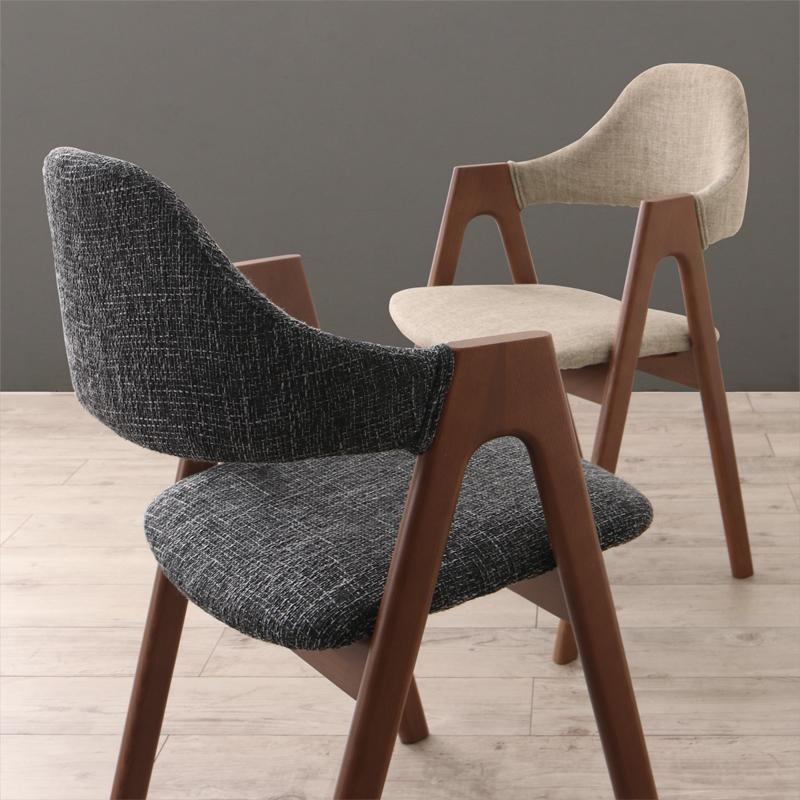 ダイニングチェア4脚セット 布張り ウォールナット色塗装 モダン北欧