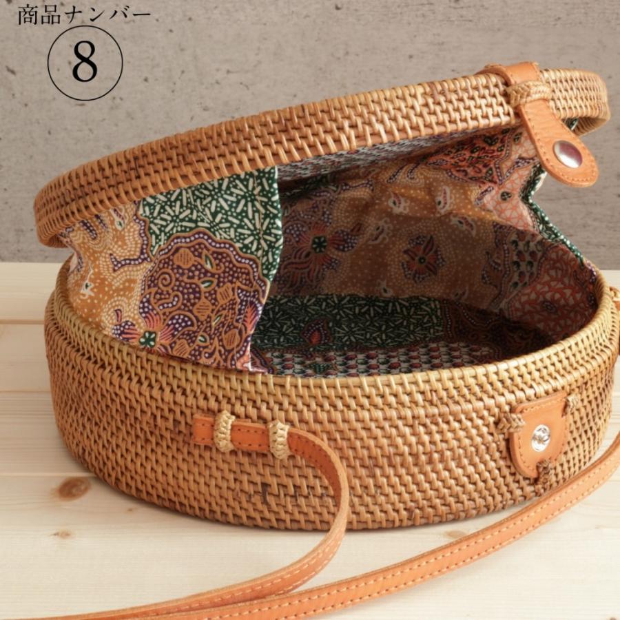 アタ ラウンドバッグ バリ ラタン(籐) かごバッグ バティック柄 バリ島