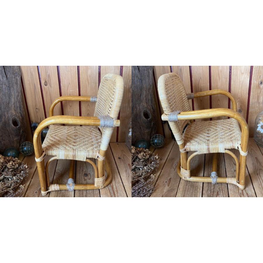 VINTAGE ≫80sヴィンテージ*古いラタンのベビーチェア*籐の子供 椅子