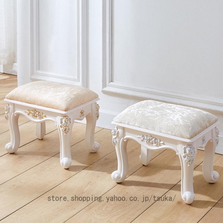 化粧椅子 クッションチェアー 丸椅子 アンティーク調 おしゃれ 丸いす