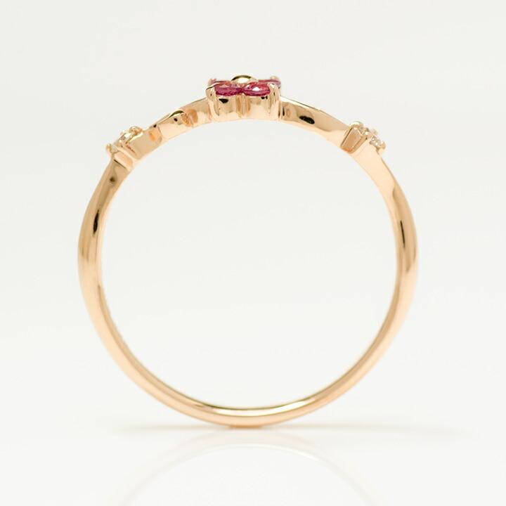 指輪 リング ピンクトルマリン ダイヤモンド 花 フラワー PT900・K18