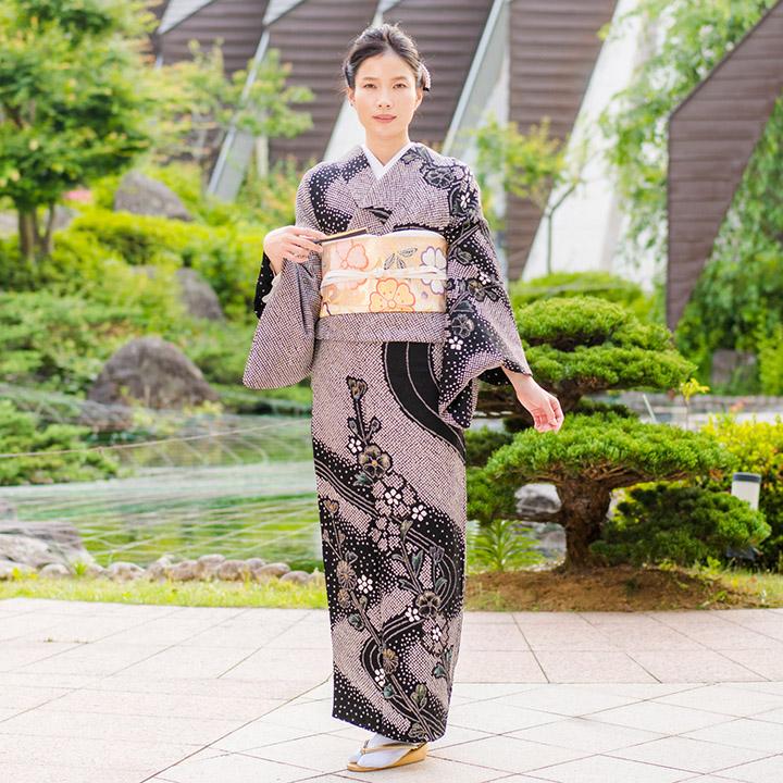 レンタル フルセット 高級正絹 訪問着 HO-MI106 総絞り 菊 桜 結婚式