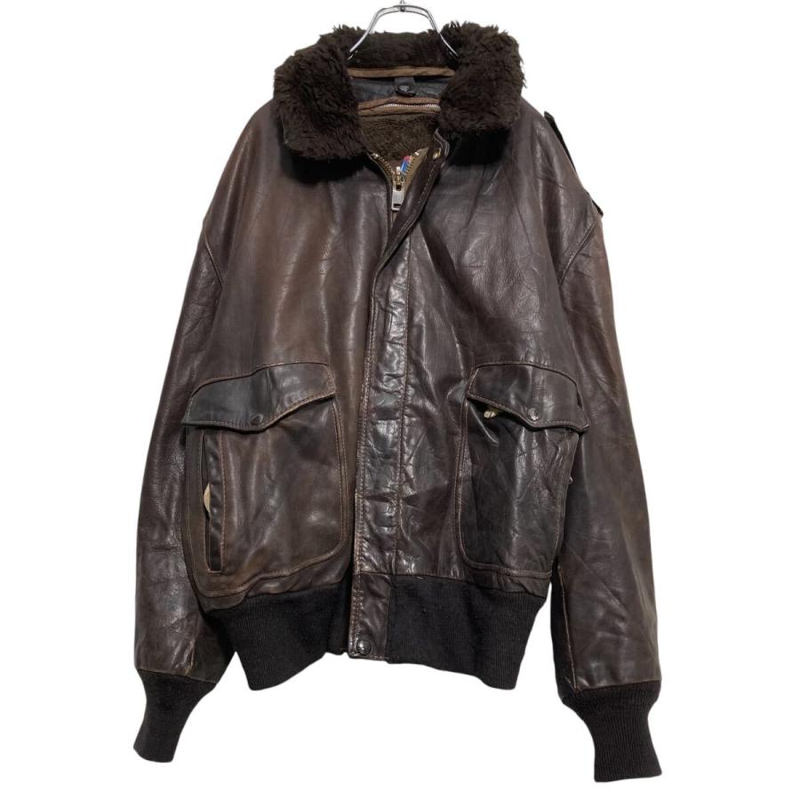 Schott レザー フライト ジャケット XL~ ブラウン ショット ボア
