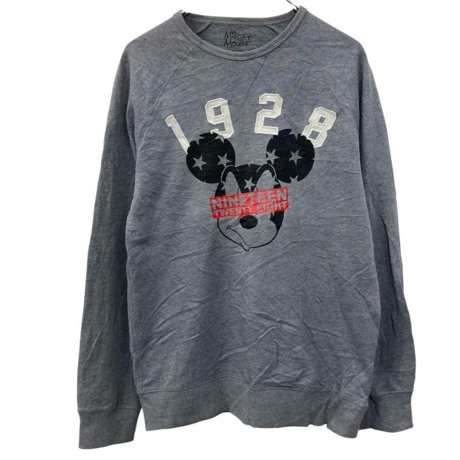 Mickey Mouse Disney プリントスウェット トレーナー M グレー