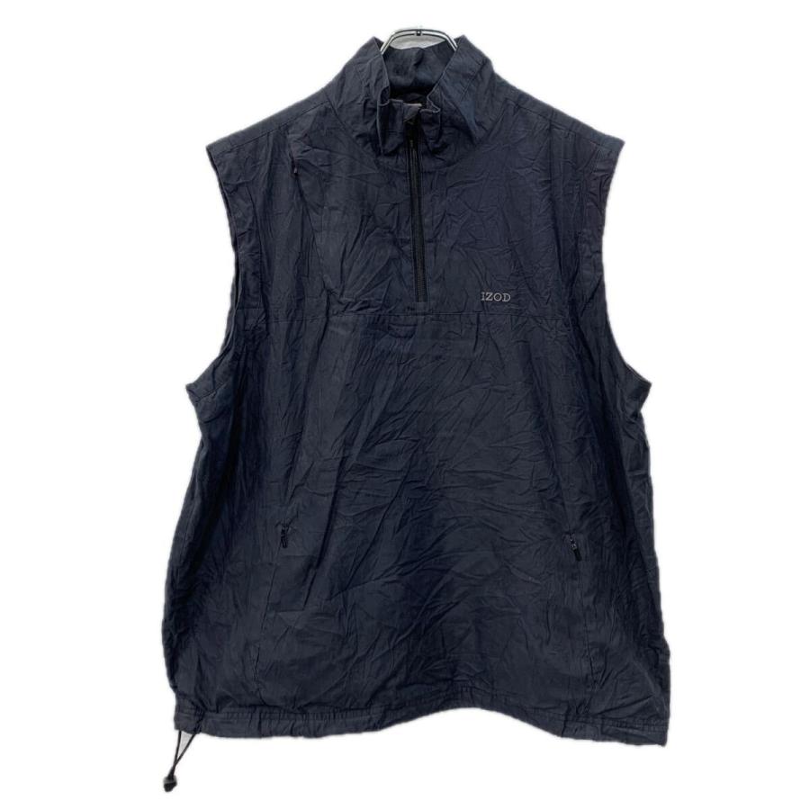 IZOD ベストジャケット XL ブラック アイゾッド ジップアップ 刺繍ワン