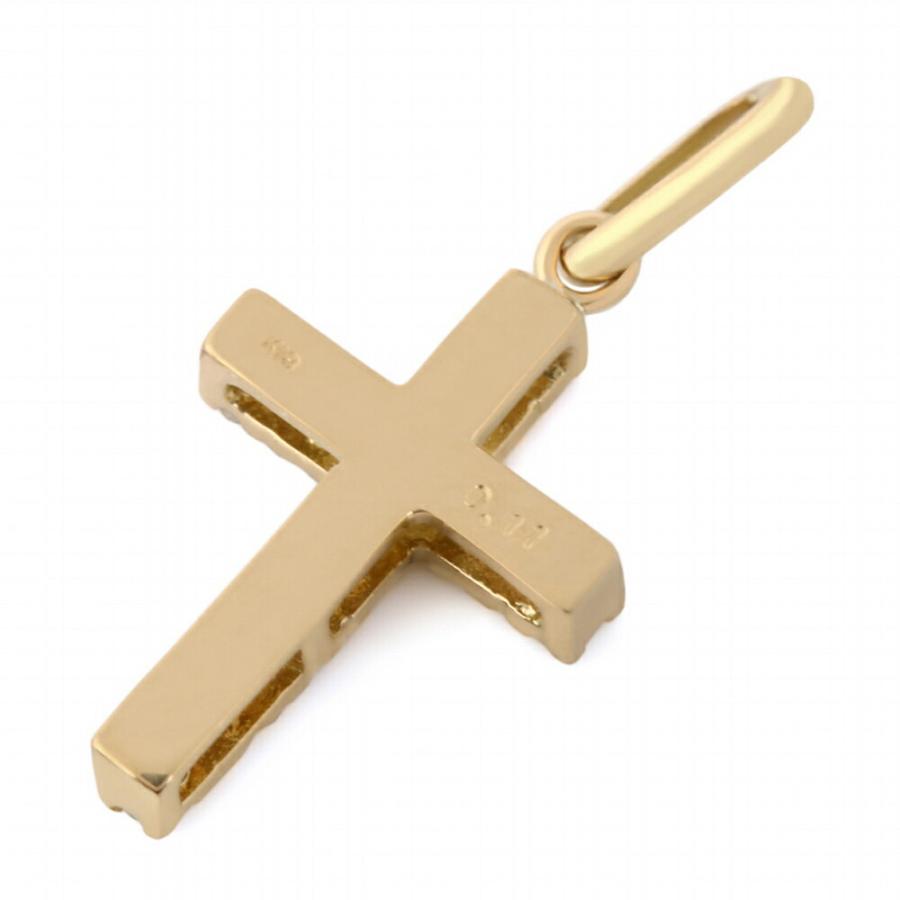 K18 イエローゴールド ダイヤモンド ミニクロス ペンダント 18金 18k