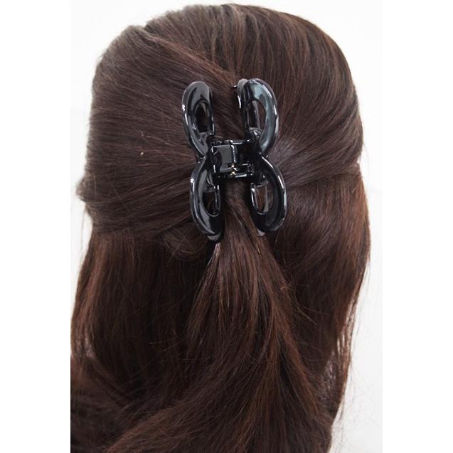 残りブラックのみ】ヘアクリップ 中サイズ ラインストーン付き