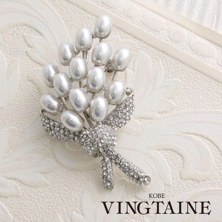 ヴァンテーヌ ブローチ 花束 ブーケ フラワー 花 モチーフ パール