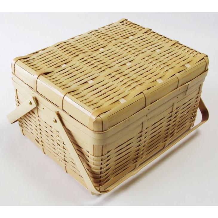 竹手付バスケット 国産 日本製 竹 かご ふた式 職人手作り ランチ