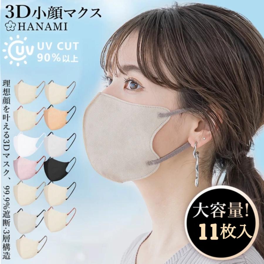 CICIBELLA HANAMI バイカラー 3Dマスク 立体マスク 11枚 不織布 血色