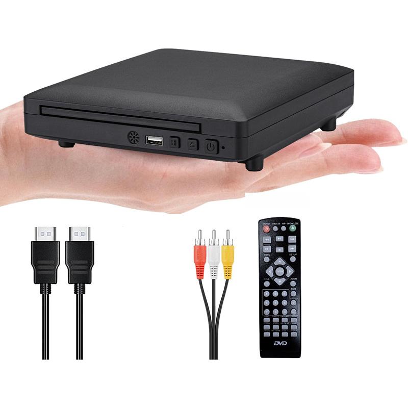 送料無料 ミニDVD プレーヤー1080Pサポート小型DVD プレーヤー DVD/CD