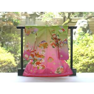 送料無料 ミニチュア着物1/5振袖絵羽キット 糸車に花散らし/金茶（衣桁