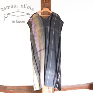 tamaki niime ワンピース 播州織 Aライン ウール WOOL fuwa-T LONG