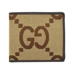 GGキャンバス グッチ財布 GUCCI 二つ折り財布 メンズ ベージュ×ダーク