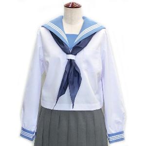 セーラー服 大きいサイズ長袖 白身頃×サックス衿 KURI-ORIクリオリ