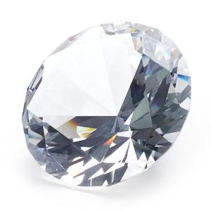 ダイヤモンド クリスタルガラス ペーパーウェイト 置物 Φ76mmx奥行