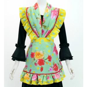 フラメンコ ピキージョ・エプロンセット 水玉 グリーン×ホワイト PA-3