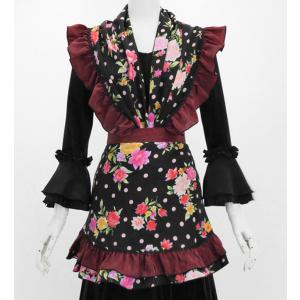 フラメンコ ピキージョ・エプロンセット ローズ×水玉 ブラック×レッド