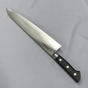 源 光金作 日本鋼 ハガネ 全鋼 牛刀 業務用包丁 240mm 24cm 錆びます