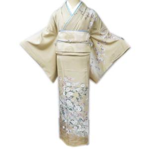 訪問着 着物 中古 正絹 袷 桐屋 翠山工房 辻が花 絞り 地模様 金通し