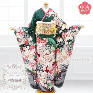 本振袖 お仕立て上がり 成人式 正絹 袷仕立て 橘柄 金駒刺繍 赤 黒